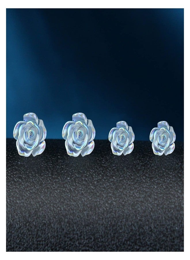 KMEOSCH Plastic Post Earrings for Sensitive Ears, KMEOSCH 2 Pairs (6mm & 8mm) Clear 3D Rose Non-metal Fully Plastic Stud Earrings for Women - Unique, Elegant Comfortable, Chic, Light - Image 5